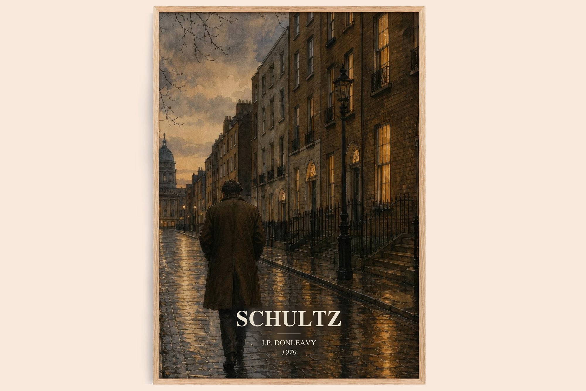 Schultz watercolour book poster by J.P. Donleavy – framed literary art print
