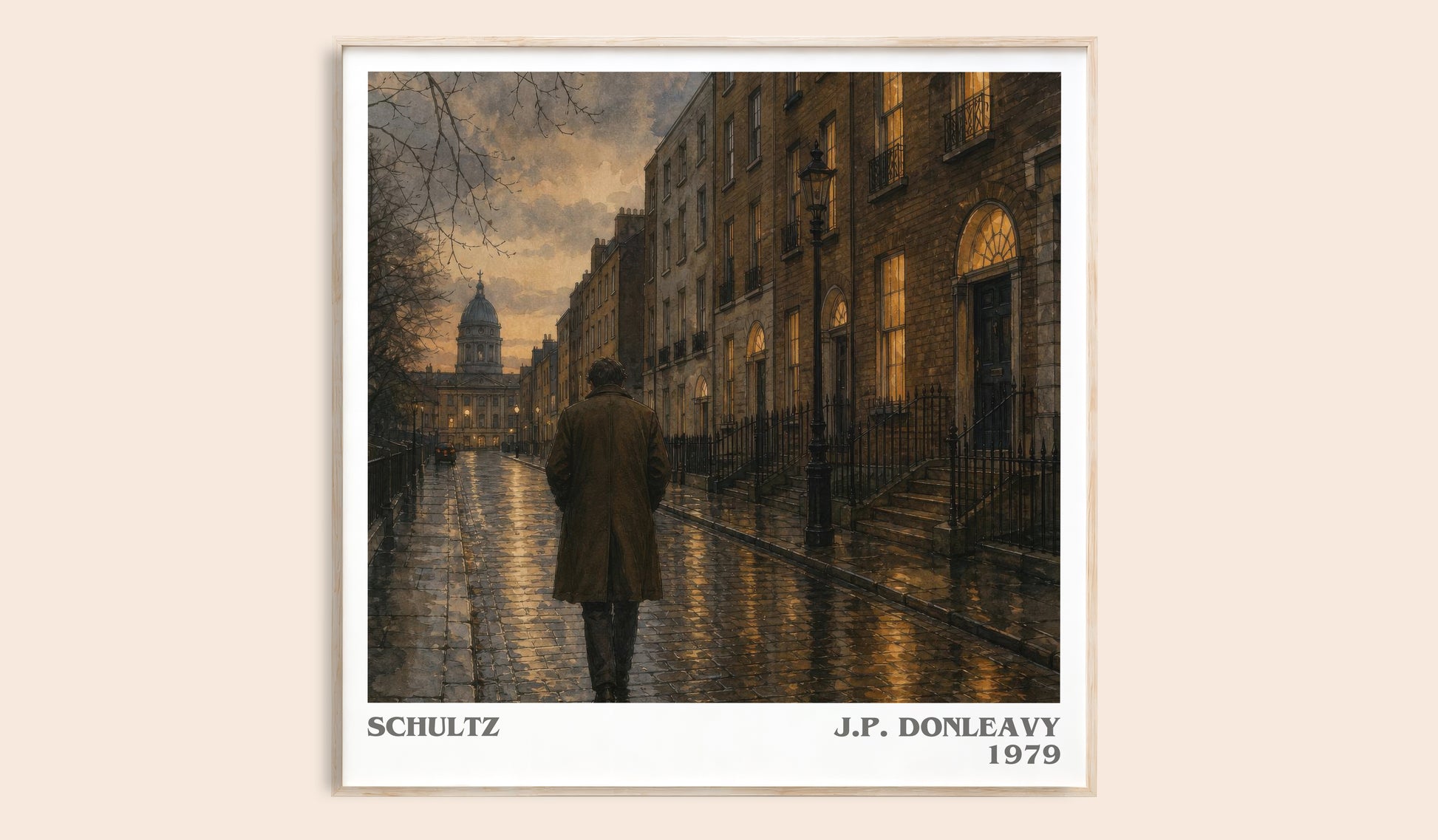 Schultz literary book poster by J.P. Donleavy – framed literary art print