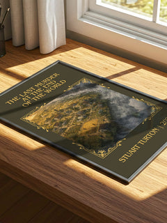 The Last Murder at the End of the World Classic Book Art Print by Stuart Turton – print on a sunlit desk