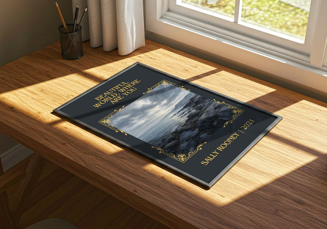 Beautiful World, Where Are You Classic Book Art Print by Sally Rooney – print on a sunlit desk