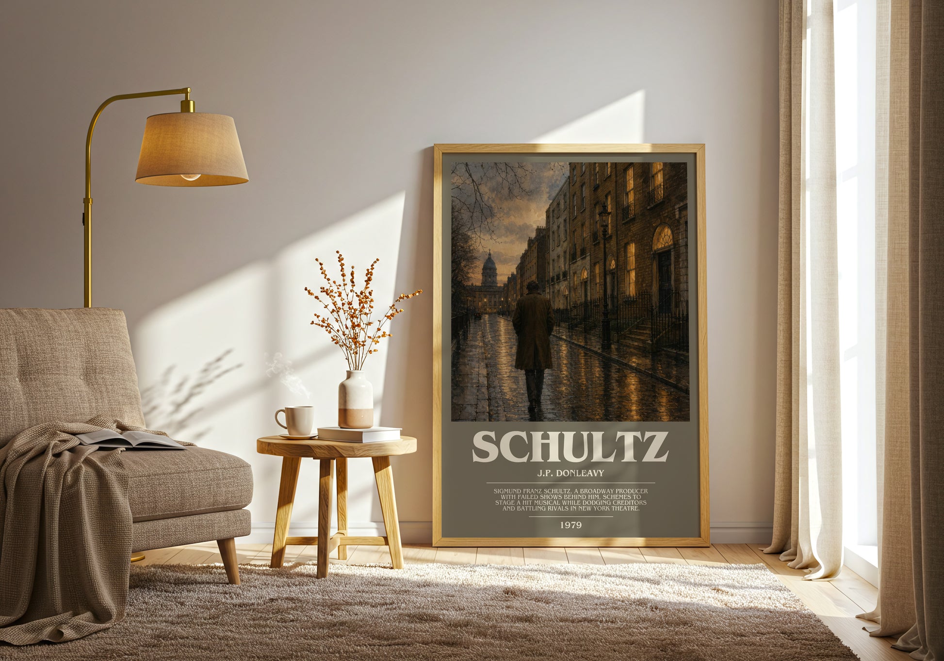 Schultz bookish print on bookshelf – J.P. Donleavy fan gift