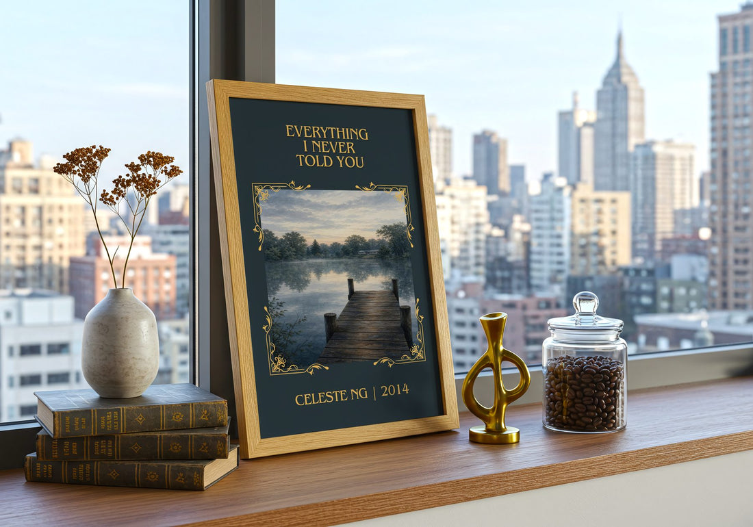 Everything I Never Told You Classic Book Art Print by Celeste Ng – framed print on a city-view windowsill