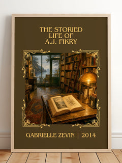 Storied Life of A.J. Fikry Classic Book Art Print by Gabrielle Zevin – framed print leaning on a wooden floor