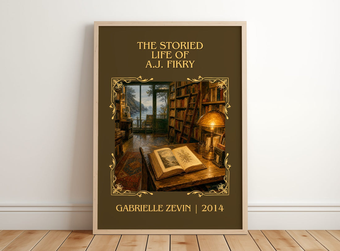 Storied Life of A.J. Fikry Classic Book Art Print by Gabrielle Zevin – framed print leaning on a wooden floor