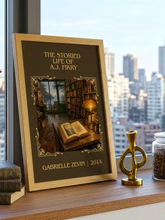 Storied Life of A.J. Fikry Classic Book Art Print by Gabrielle Zevin – framed print on a city-view windowsill