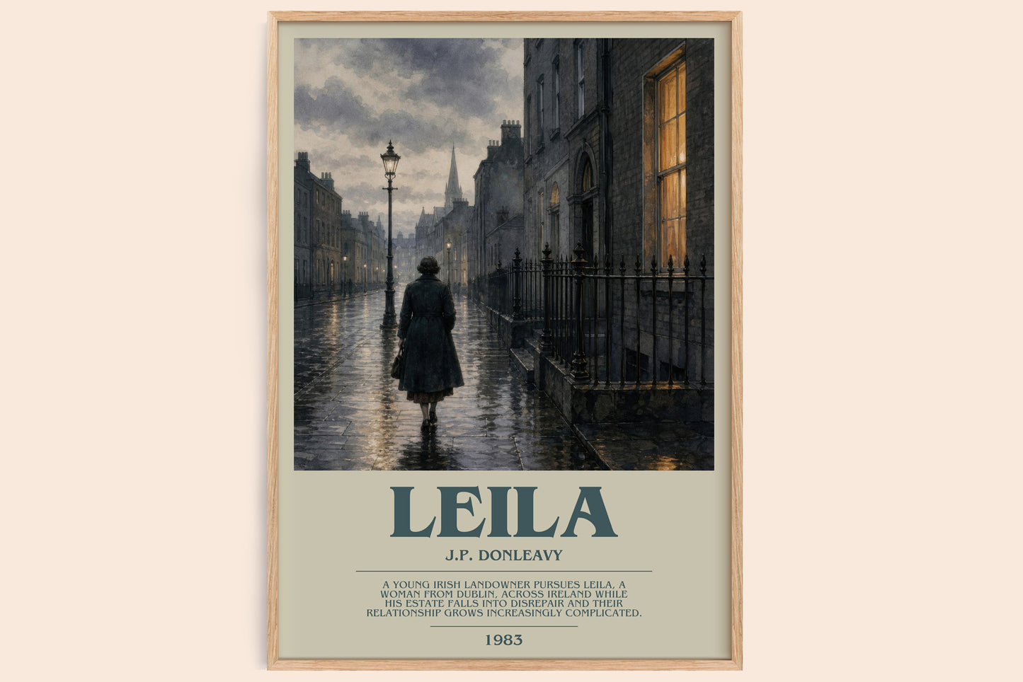 Leila bookish book poster by J.P. Donleavy – framed literary art print