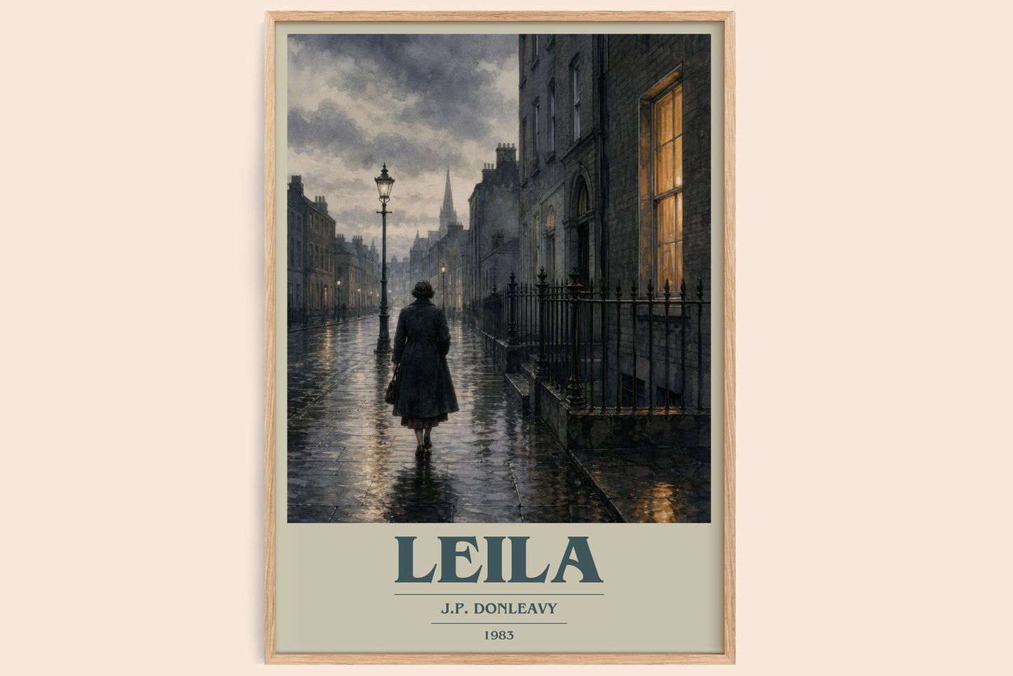 Leila book cover book poster by J.P. Donleavy – framed literary art print