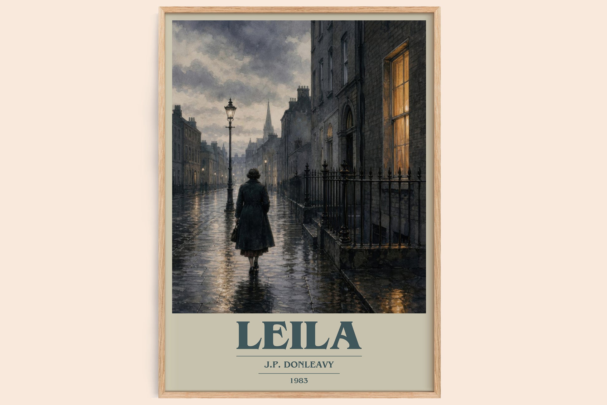 Leila book cover book poster by J.P. Donleavy – framed literary art print