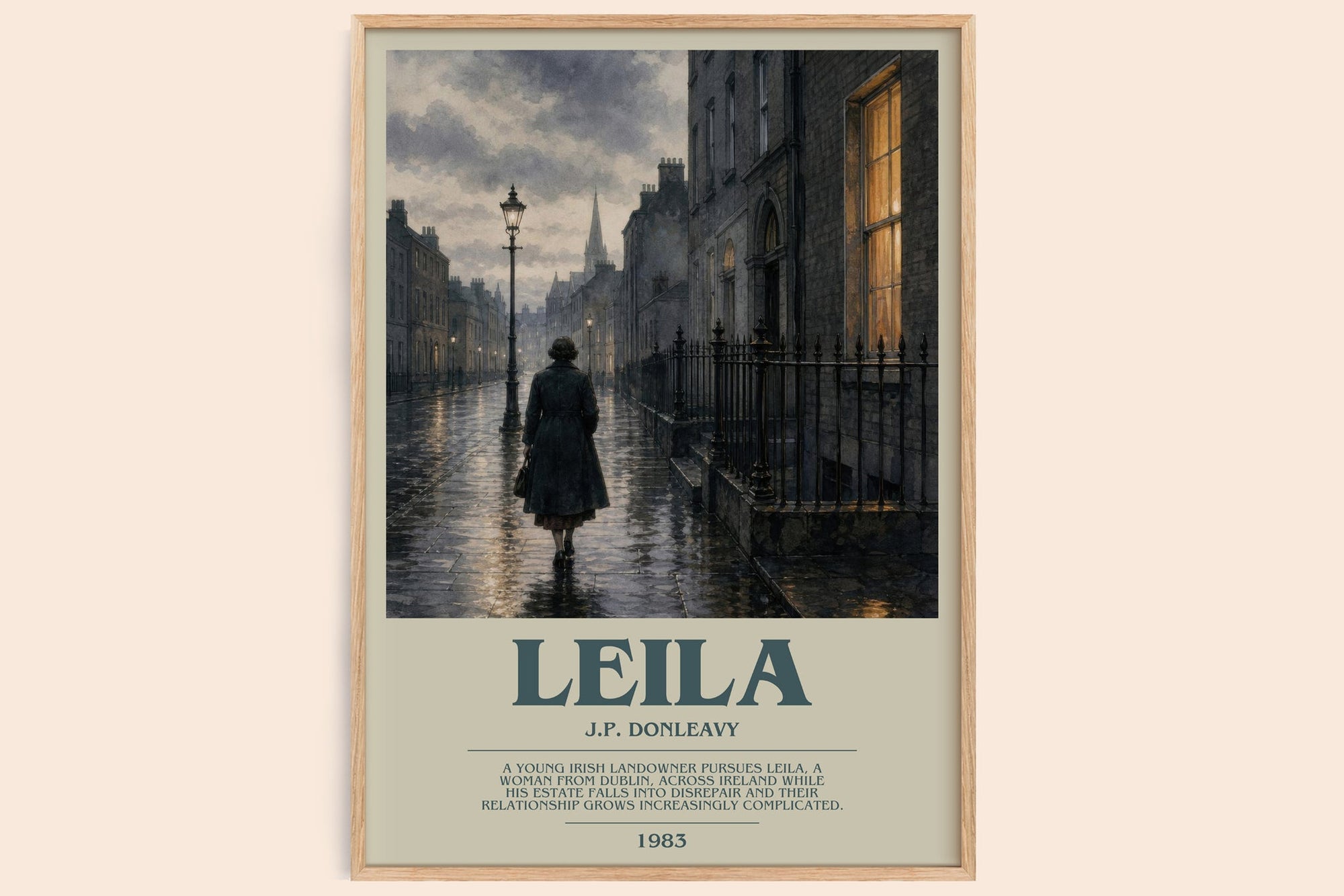 Leila bookish book poster by J.P. Donleavy – framed literary art print