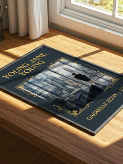 Young Jane Young Classic Book Art Print by Gabrielle Zevin – print on a sunlit desk