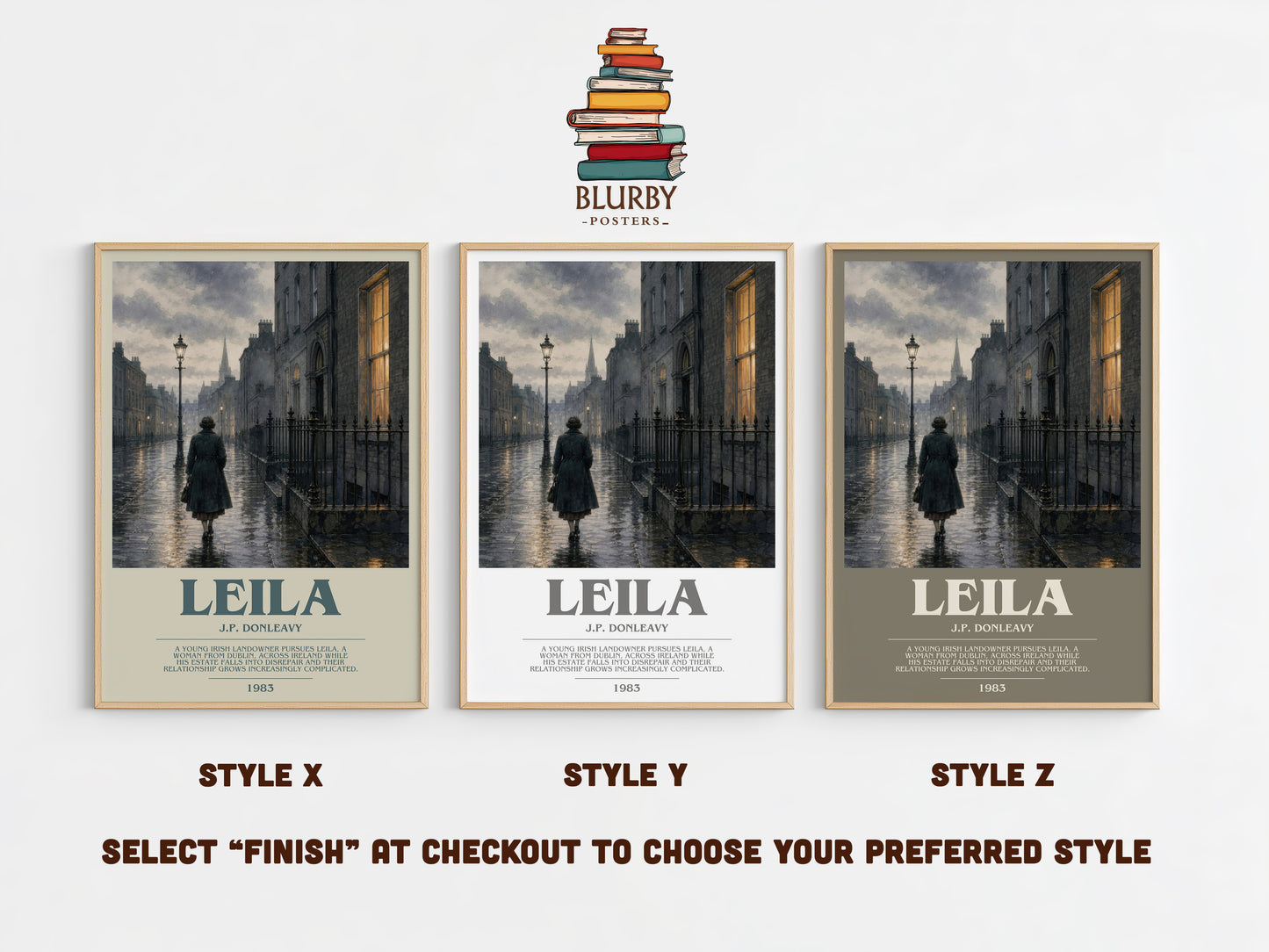 Leila bookish print in frame leaning in hallway – literary fiction wall art