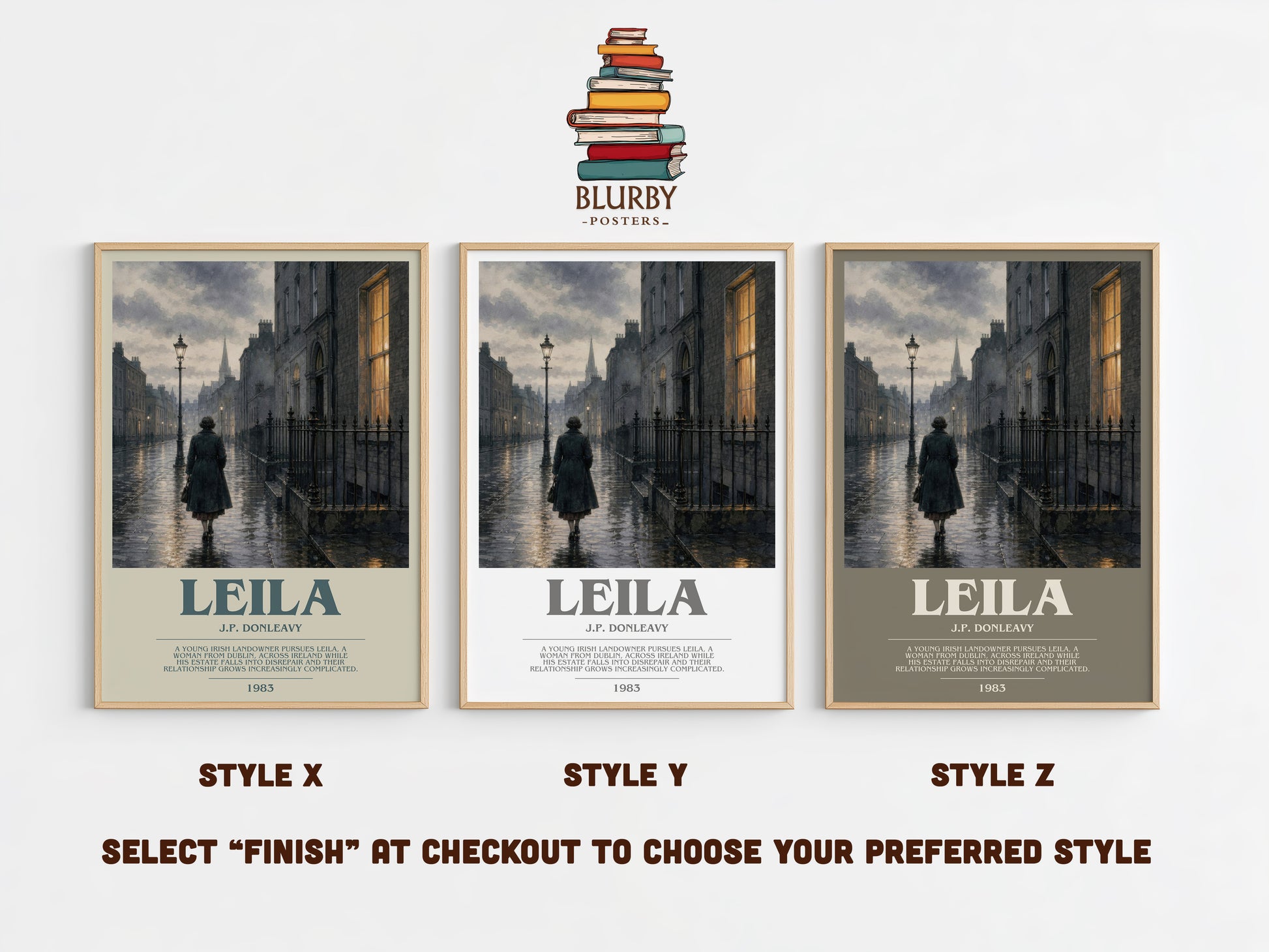Leila bookish print in frame leaning in hallway – literary fiction wall art