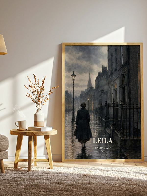 Leila watercolour print in frame leaning in hallway – literary fiction wall art