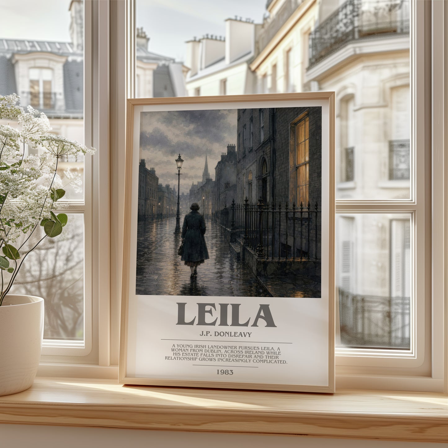 Leila bookish poster colour and style options – J.P. Donleavy book art