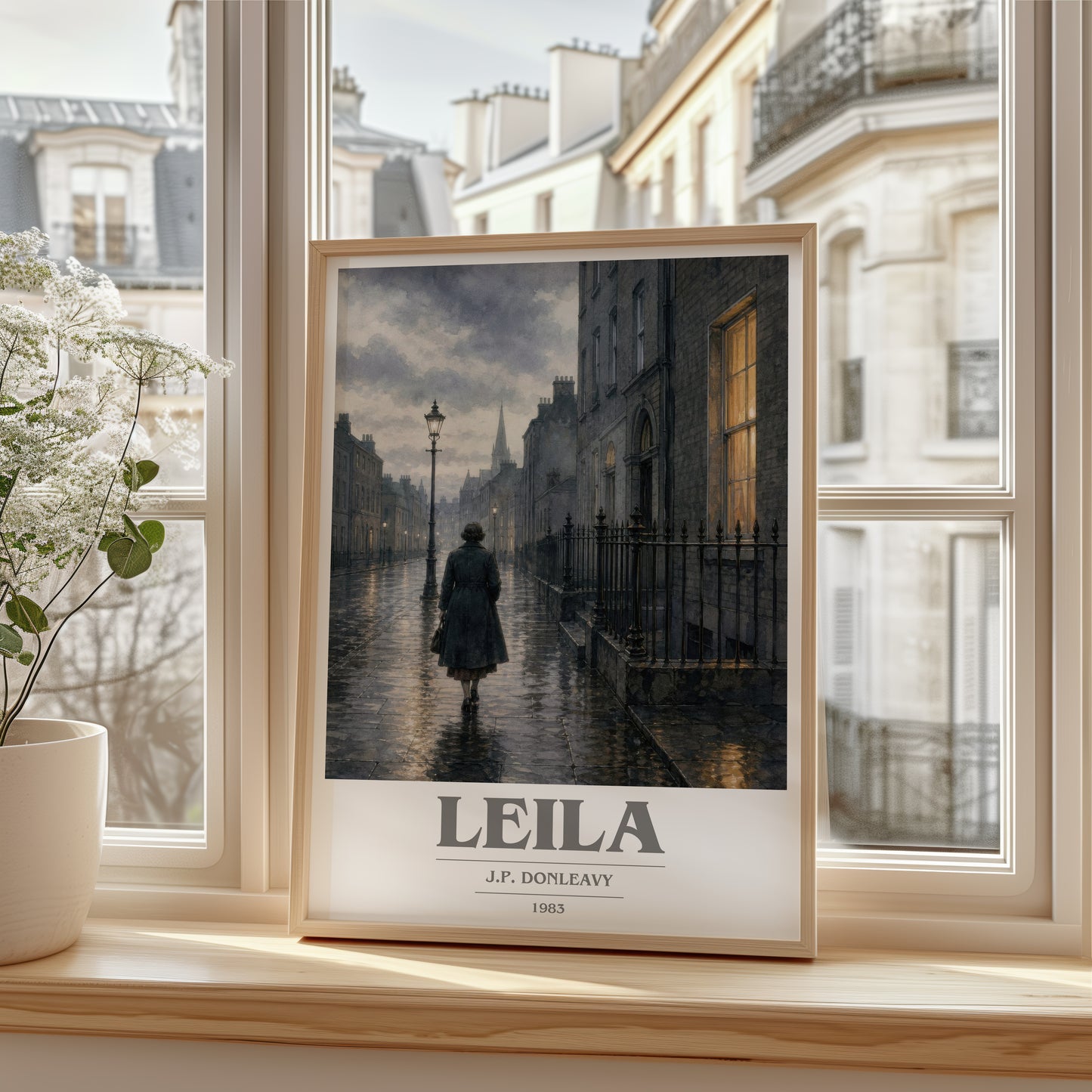 Leila book cover poster colour and style options – J.P. Donleavy book art