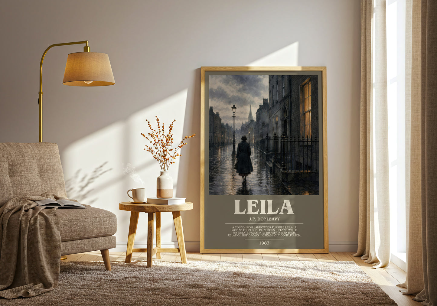 Leila bookish print on bookshelf – J.P. Donleavy fan gift