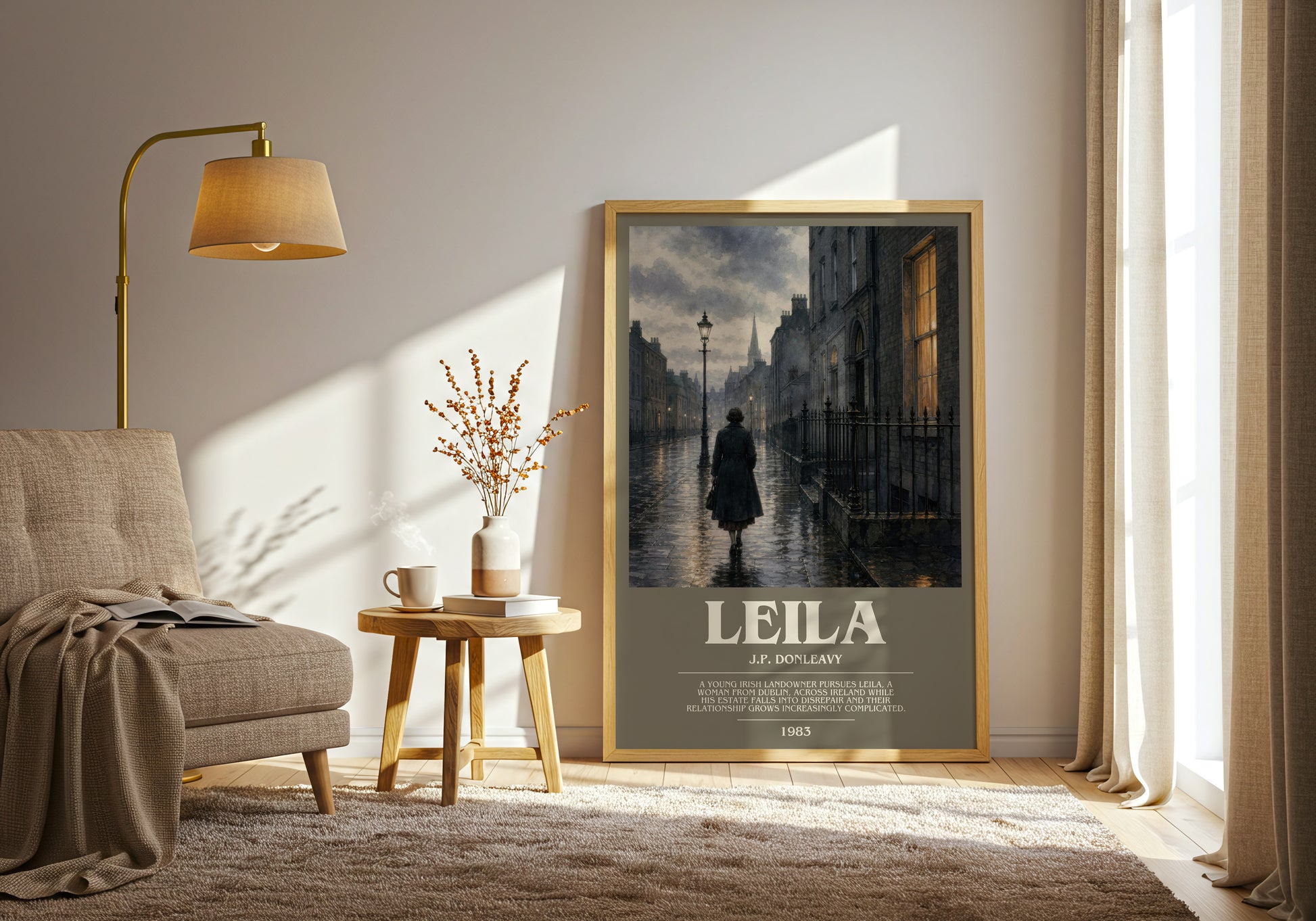 Leila bookish print on bookshelf – J.P. Donleavy fan gift