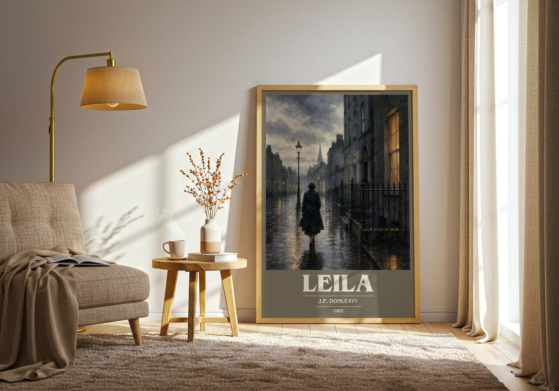 Leila book cover print on bookshelf – J.P. Donleavy fan gift