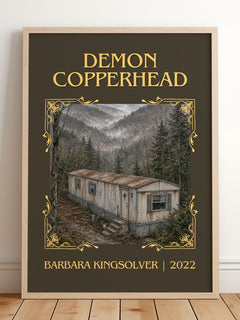 Demon Copperhead Classic Book Art Print by Barbara Kingsolver – framed print leaning on a wooden floor