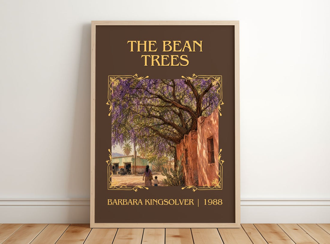 The Bean Trees Classic Book Art Print by Barbara Kingsolver – framed print leaning on a wooden floor