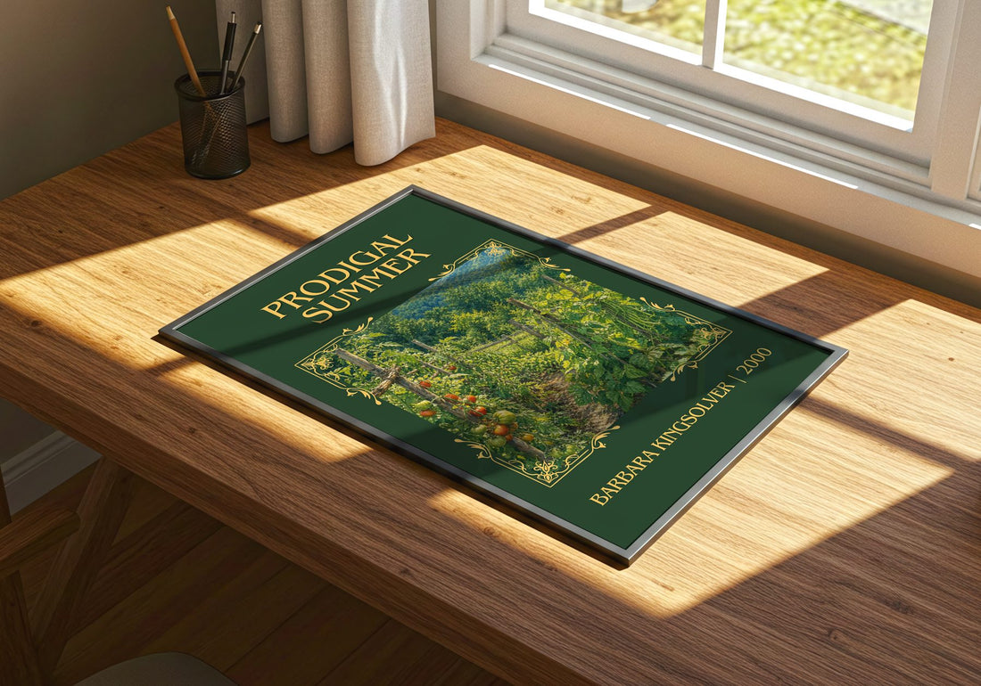 Prodigal Summer Classic Book Art Print by Barbara Kingsolver – print on a sunlit desk