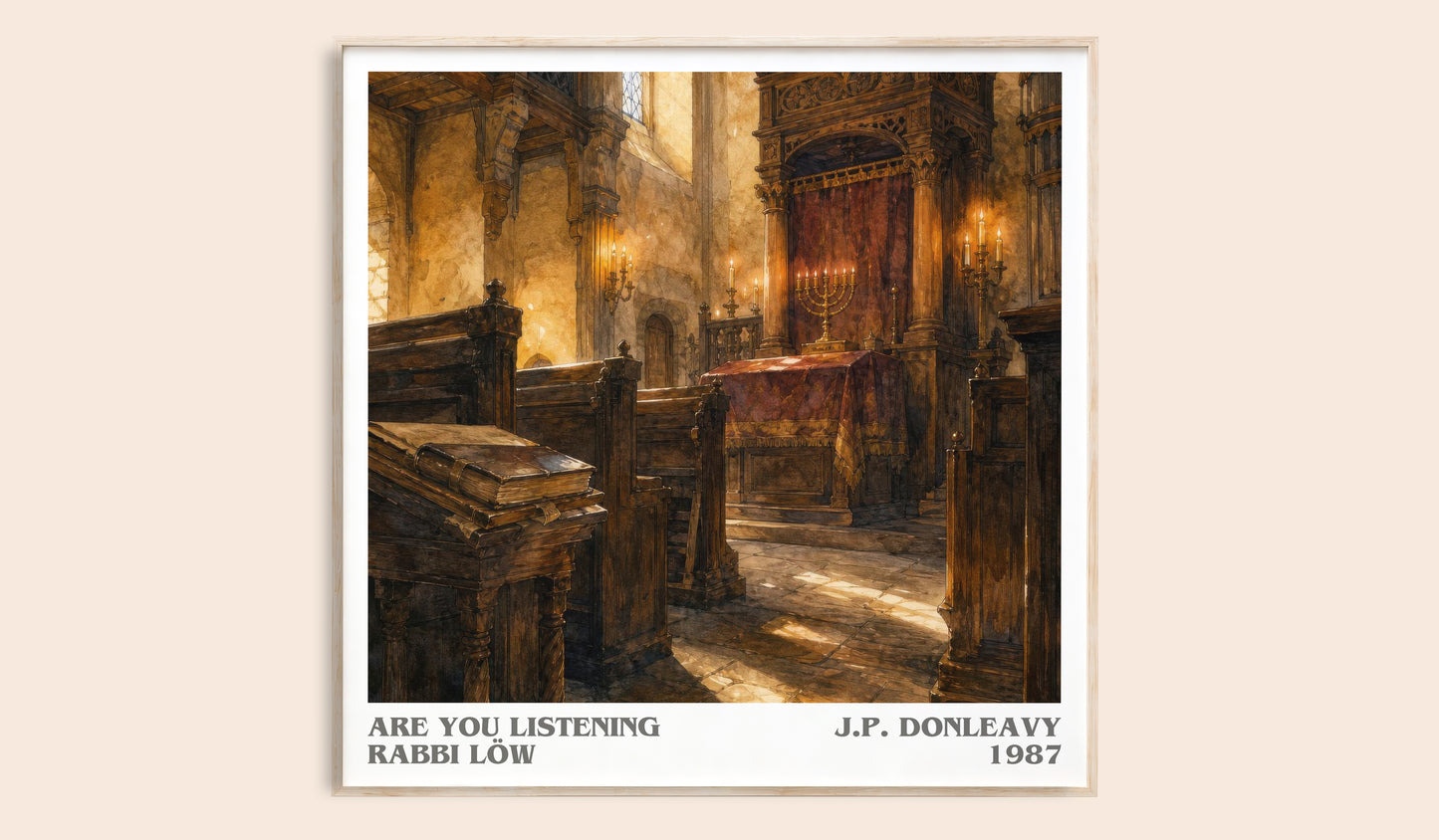 Are You Listening Rabbi Löw literary book poster by J.P. Donleavy – framed literary art print