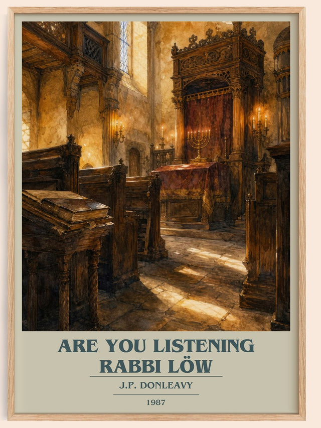 Are You Listening Rabbi Löw Book Cover Poster by J.P. Donleavy