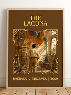 The Lacuna Classic Book Art Print by Barbara Kingsolver – framed print leaning on a wooden floor