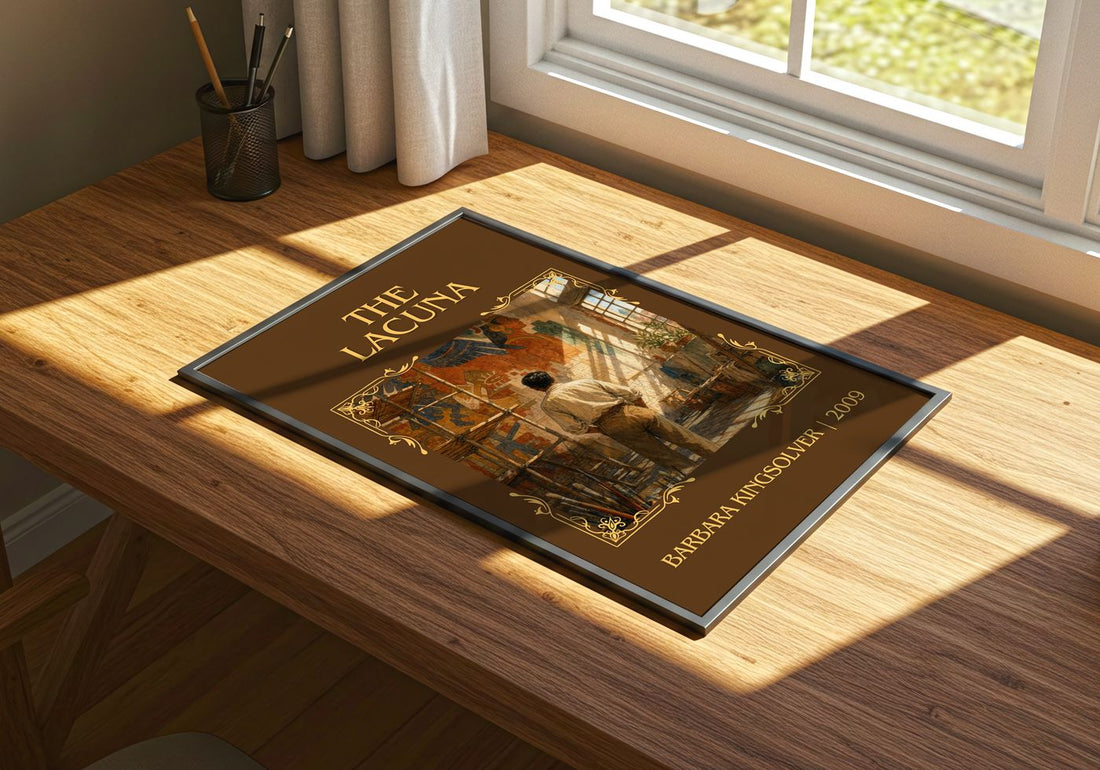 The Lacuna Classic Book Art Print by Barbara Kingsolver – print on a sunlit desk