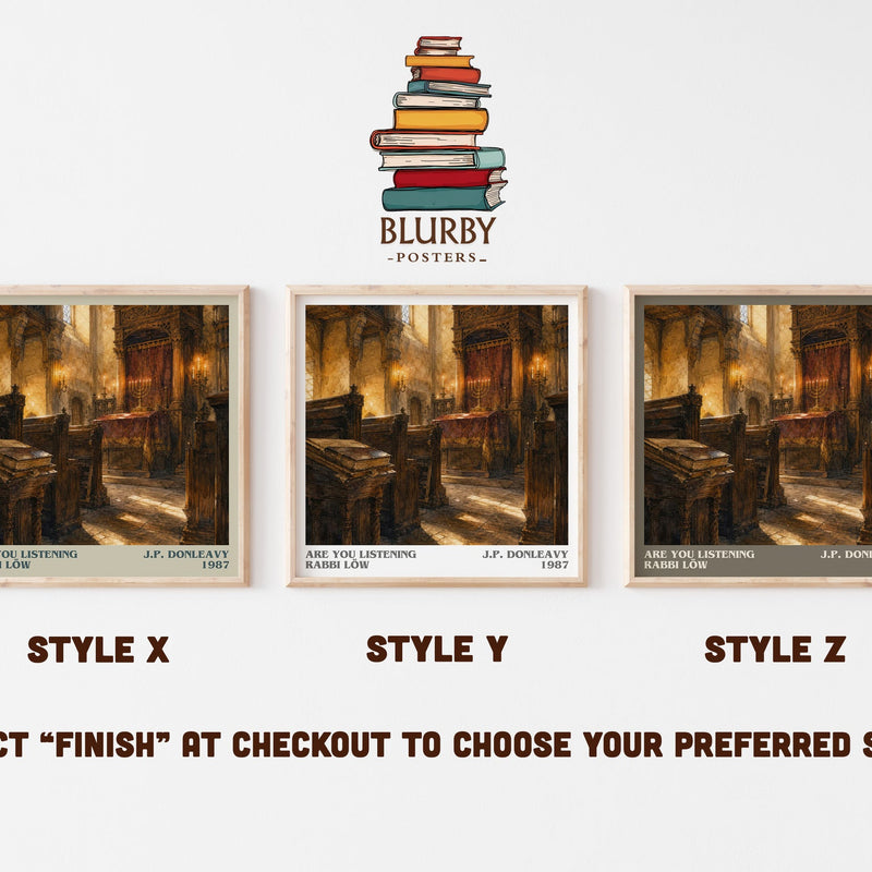 Are You Listening Rabbi Löw literary print in frame leaning in hallway – literary fiction wall art