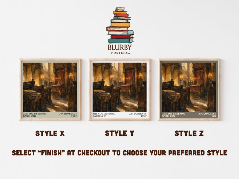 Are You Listening Rabbi Löw literary print in frame leaning in hallway – literary fiction wall art
