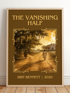 The Vanishing Half Classic Book Art Print by Brit Bennett – framed print leaning on a wooden floor