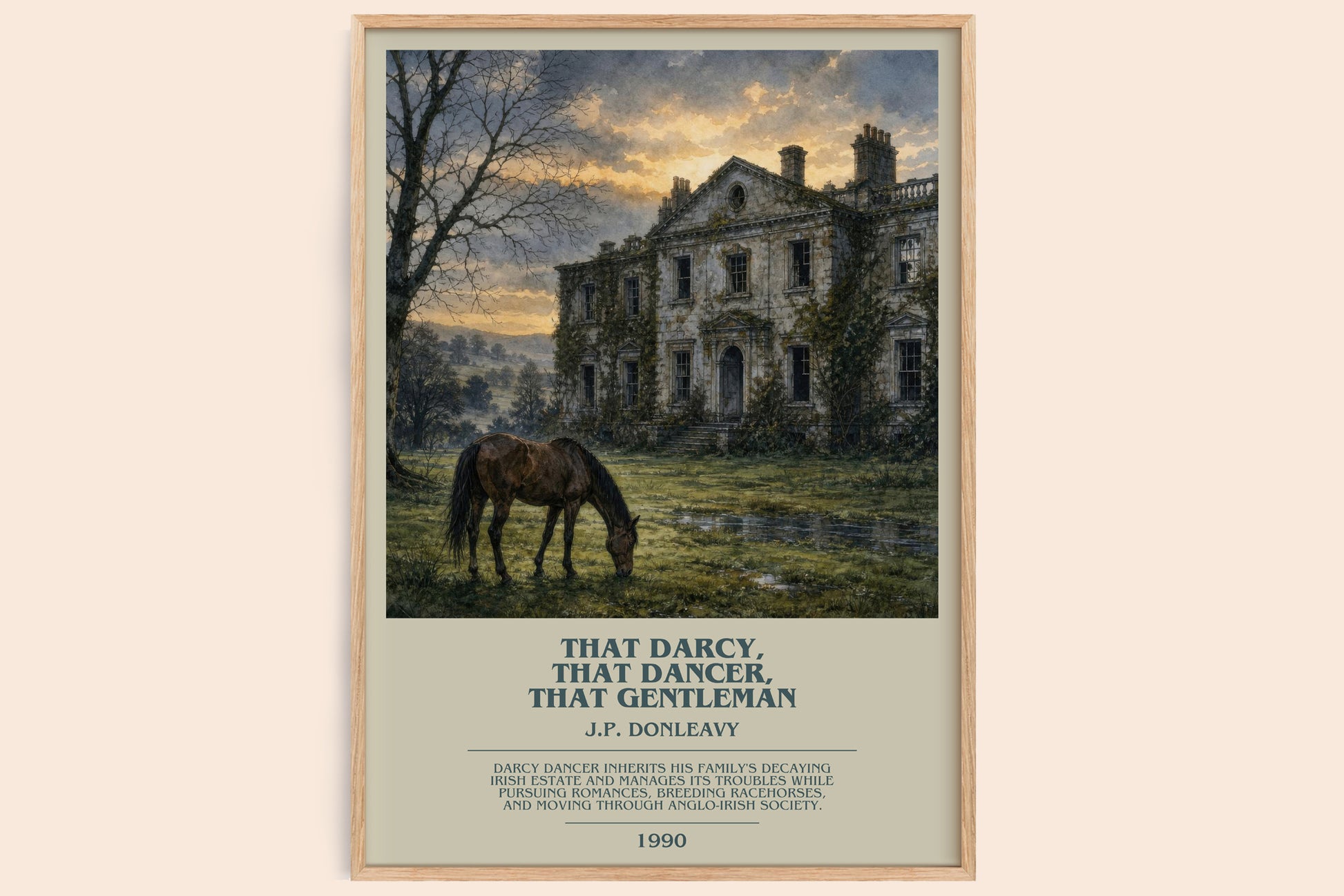 That Darcy, That Dancer, That Gentleman bookish book poster by J.P. Donleavy – framed literary art print