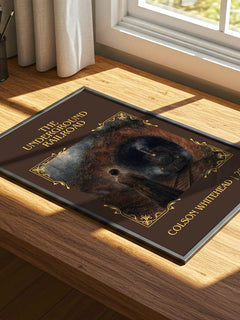 The Underground Railroad Classic Book Art Print by Colson Whitehead – print on a sunlit desk