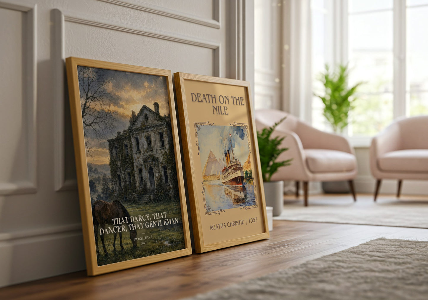 That Darcy, That Dancer, That Gentleman watercolour print framed by window – literary home decor