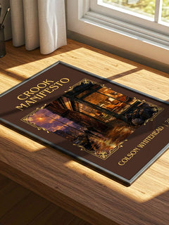 Crook Manifesto Classic Book Art Print by Colson Whitehead – print on a sunlit desk