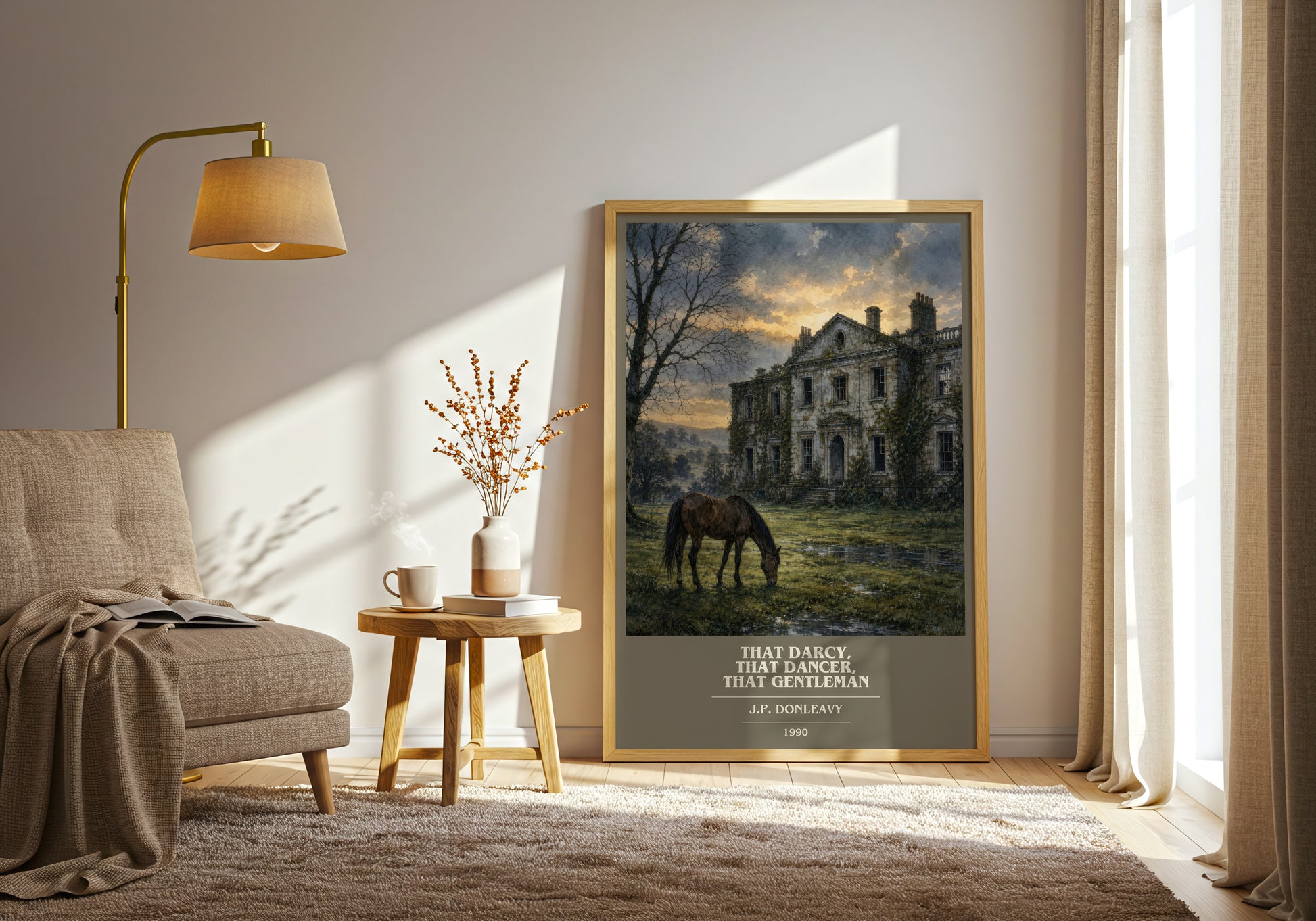 That Darcy, That Dancer, That Gentleman book cover print on bookshelf – J.P. Donleavy fan gift