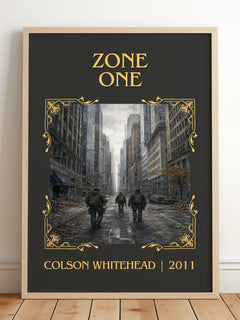 Zone One Classic Book Art Print by Colson Whitehead – framed print leaning on a wooden floor