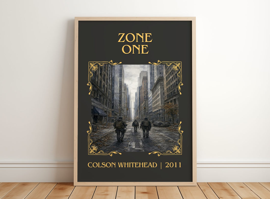 Zone One Classic Book Art Print by Colson Whitehead – framed print leaning on a wooden floor