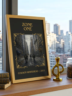 Zone One Classic Book Art Print by Colson Whitehead – framed print on a city-view windowsill