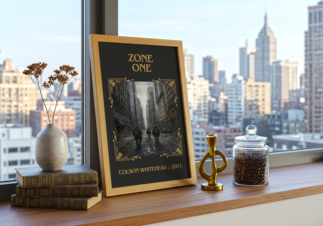 Zone One Classic Book Art Print by Colson Whitehead – framed print on a city-view windowsill