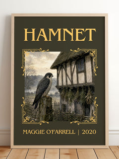 Hamnet Classic Book Art Print by Maggie O'Farrell – framed print leaning on a wooden floor
