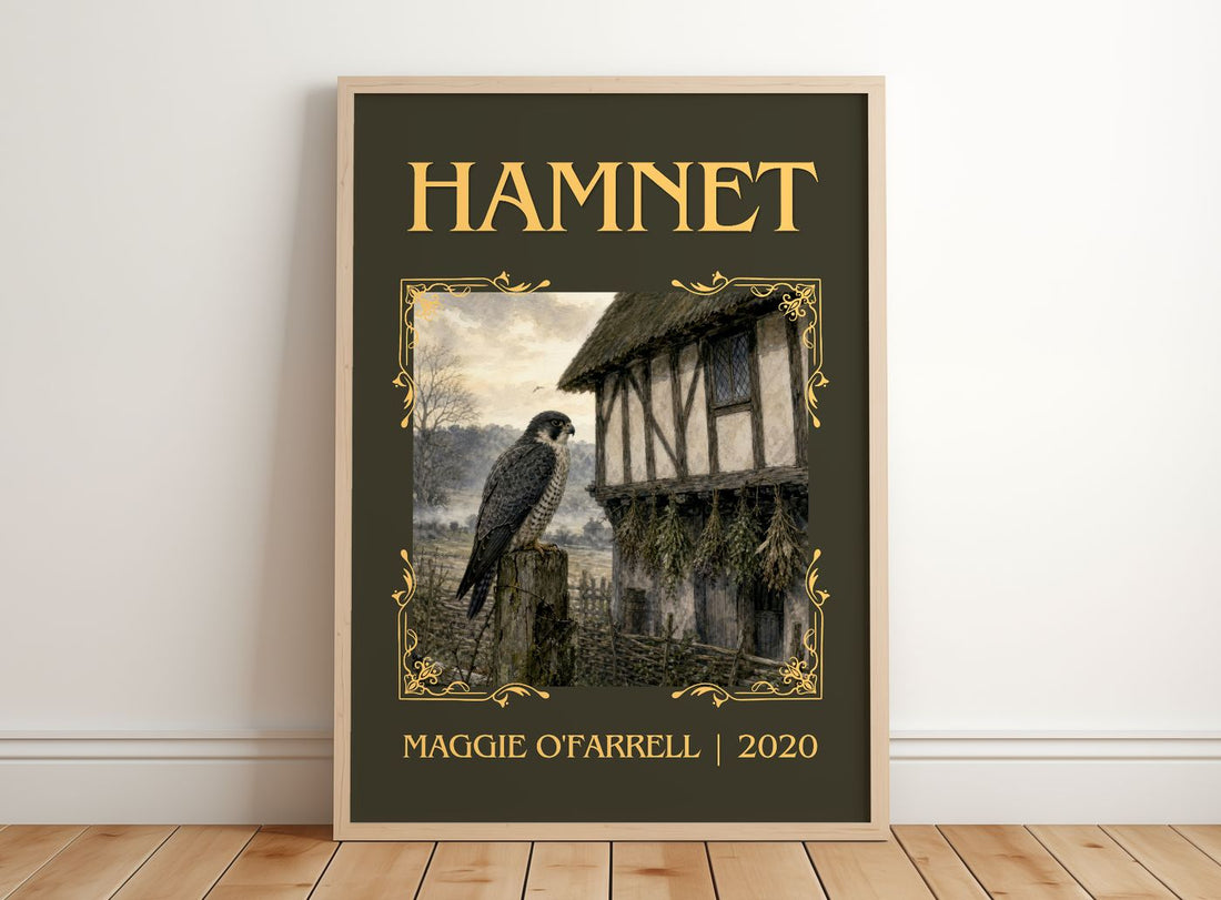 Hamnet Classic Book Art Print by Maggie O'Farrell – framed print leaning on a wooden floor