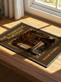 The Marriage Portrait Classic Book Art Print by Maggie O'Farrell – print on a sunlit desk