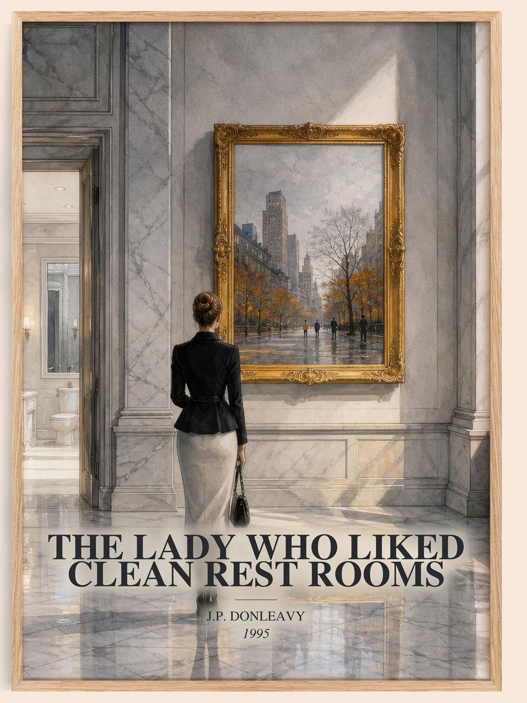 The Lady Who Liked Clean Rest Rooms watercolour book poster by J.P. Donleavy – framed literary art print