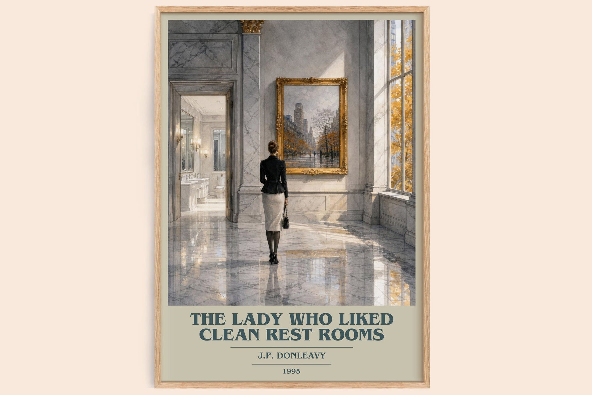 The Lady Who Liked Clean Rest Rooms book cover book poster by J.P. Donleavy – framed literary art print
