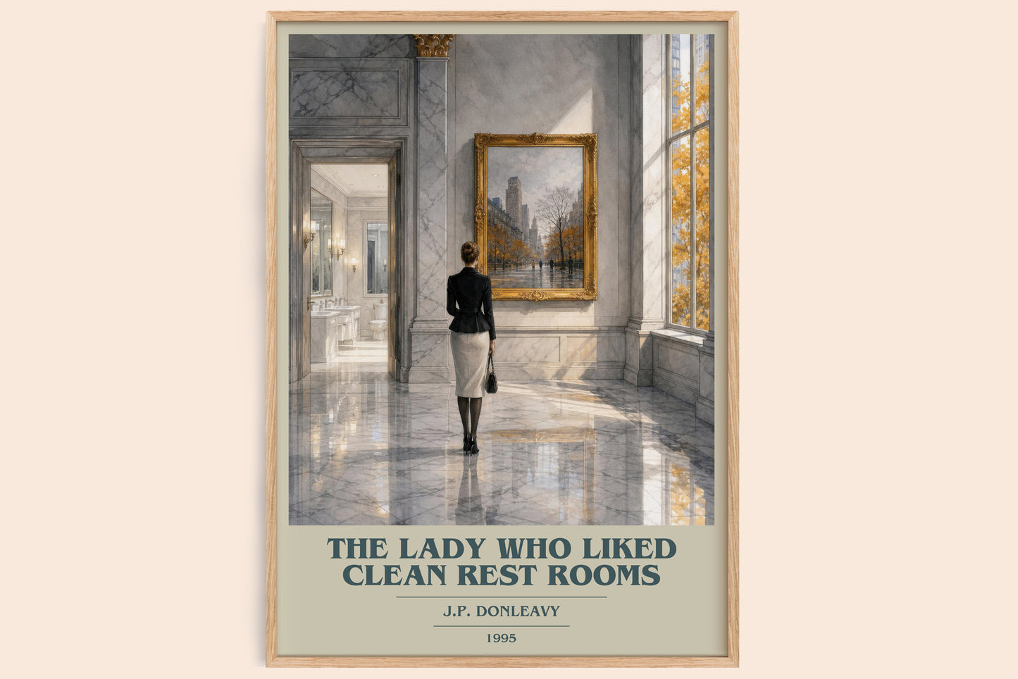 The Lady Who Liked Clean Rest Rooms book cover book poster by J.P. Donleavy – framed literary art print