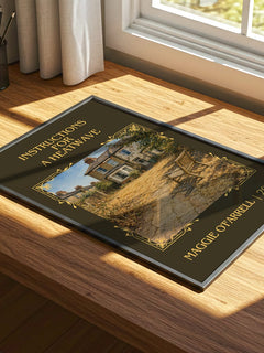 Instructions for a Heatwave Classic Book Art Print by Maggie O'Farrell – print on a sunlit desk