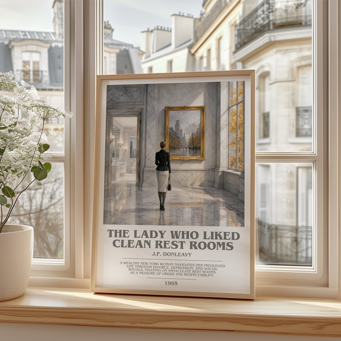 The Lady Who Liked Clean Rest Rooms bookish poster colour and style options – J.P. Donleavy book art
