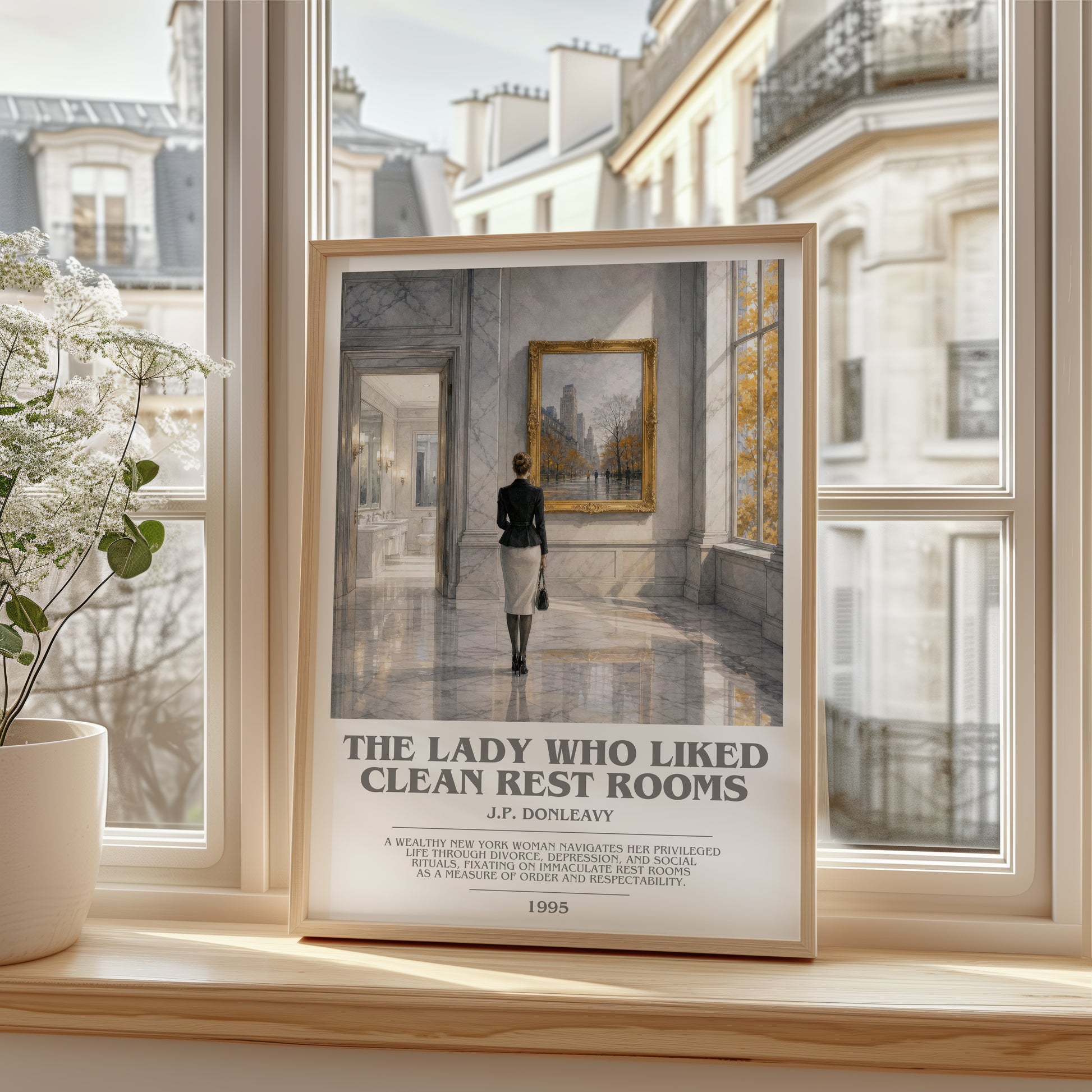 The Lady Who Liked Clean Rest Rooms bookish poster colour and style options – J.P. Donleavy book art